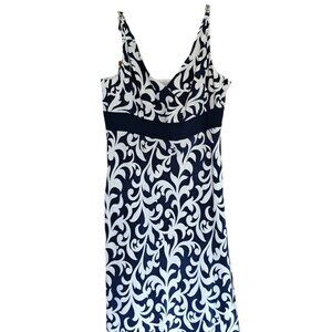Ann Taylor Size 6 Navy & White A Line Dress